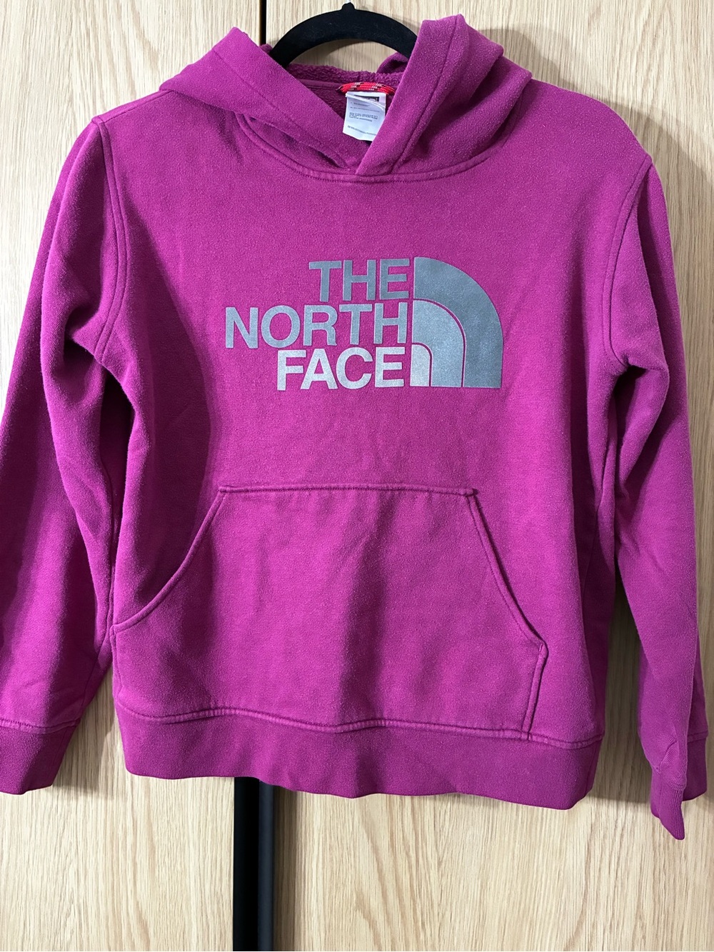 The North Face Youth Magenta Pullover Hoodie with Reflective Logo